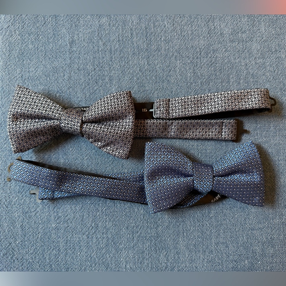 Alfani Gray and Blue Bow Tie Set